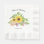 Gele waterverf zonnebloemen rustige florale bruilo servet (Voorkant)