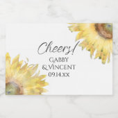 Gele Waterverf Zonnebloemen Sparkling Wijnetiket (Enkel label)