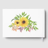 Gele waterverf zonnebloemen, typografie bruiloft gastenboek (Achterkant)
