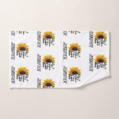 Gele waterverf zonnebloemen vlinder liefde quote bad handdoek (Handdoek)