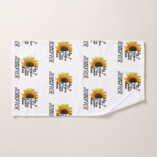 Gele waterverf zonnebloemen vlinder liefde quote bad handdoek (Handdoek)