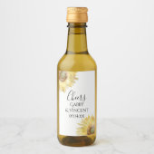 Gele Waterverf Zonnebloemen Wijn Etiket (Voorkant)