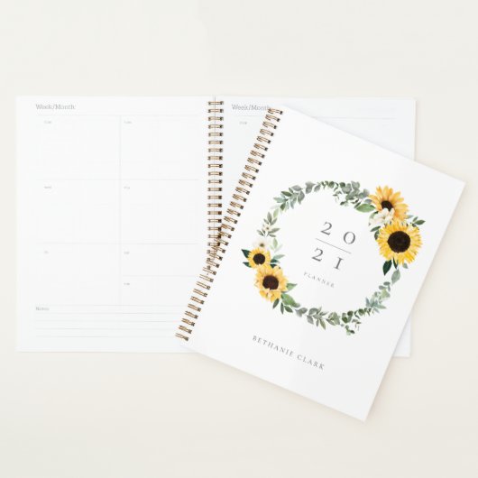 Gele Waterverf Zonnebloemen & Wilde Zuurbloem Wrea Planner (Display)