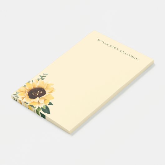Gele Waterverf Zonnebloemen & Wildflower Bohemian Post-it® Notes (Schuin)