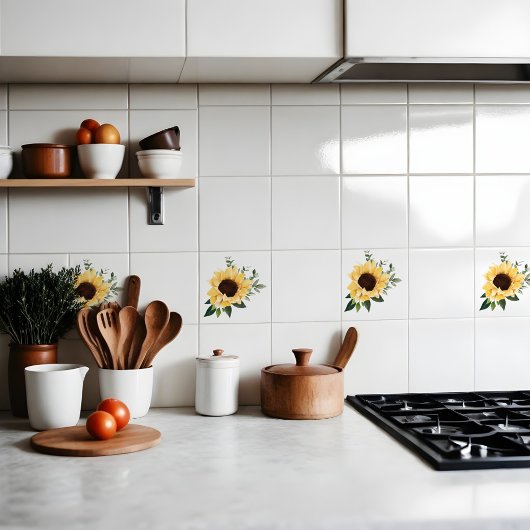 Gele Waterverf Zonnebloemen & Wildflower Design Tegeltje