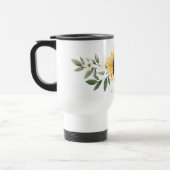 Gele Waterverf Zonnebloemen & Wildflower Monogram Reisbeker (Links)