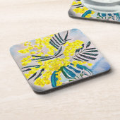 Gele Wattle Australische inheemse bloem Bier Onderzetter (Linkerzijde)