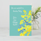 Gele Wattle flower Garden party function Kaart (Staand voorkant)