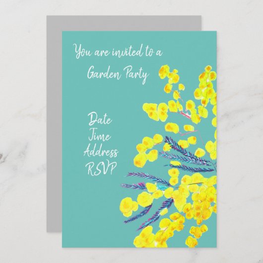 Gele Wattle flower Garden party function Kaart (Voorkant / Achterkant)