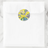 Gele Wattle inheemse Australische bloem kunst Ronde Sticker (Tas)