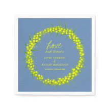 Gele wattle lente bloemen kunst bruiloft servetten