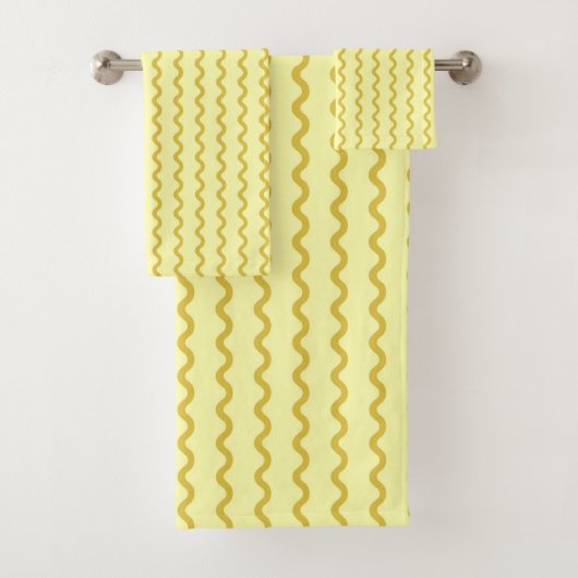 Gele Wavy Stripe Minimalistische Moderne Badkamer Bad Handdoek (Insitu)