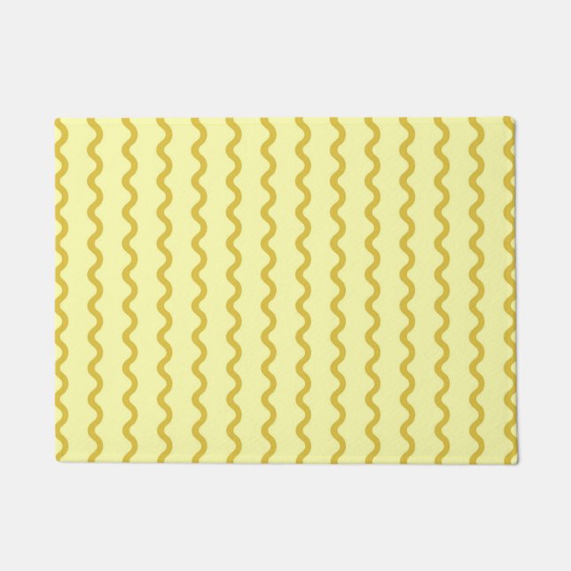 Gele Wavy Stripe Minimalistische Moderne Entryway Deurmat (Voorkant)