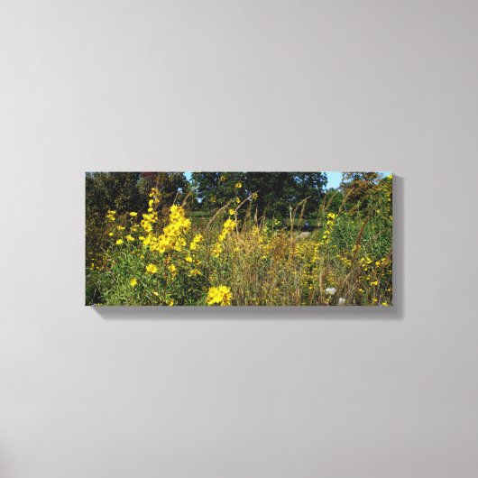 Gele weide bloemen foto canvas afdruk (Voorkant)