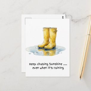 Gele Wellie-laarzen Watercolour Kunstprint Briefka Briefkaart