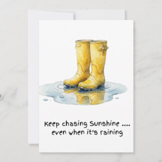 Gele Wellie-laarzen Watercolour Kunstprint Briefka Notitiekaartje