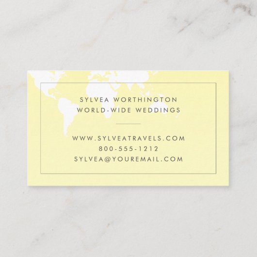 Gele Wereldkaart reizen Visitekaartje (Achterkant)