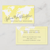 Gele Wereldkaart reizen Visitekaartje (Voorkant / Achterkant)