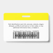 Gele werknemer Moderne Foto ID Security Badge (Achterkant)