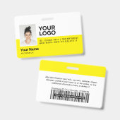 Gele werknemer Moderne Foto ID Security Badge (Voor- en achterkant)