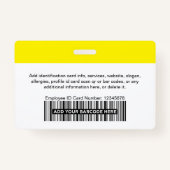 Gele werknemer Moderne Foto ID Security Badge (Achterkant)