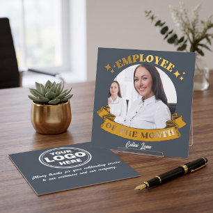 Gele werknemer van de maand award card kaart