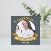 Gele werknemer van de maand award card kaart (Staand voorkant)