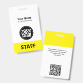 gele Werknemersnaam Bedrijf Logo QR Code Badge (Voor- en achterkant)