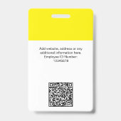 gele Werknemersnaam Bedrijf Logo QR Code Badge (Achterkant)