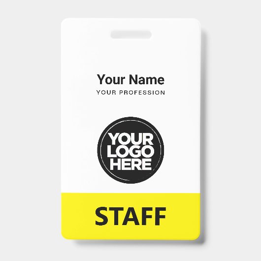 gele Werknemersnaam Bedrijf Logo QR Code Badge (Voorzijde)