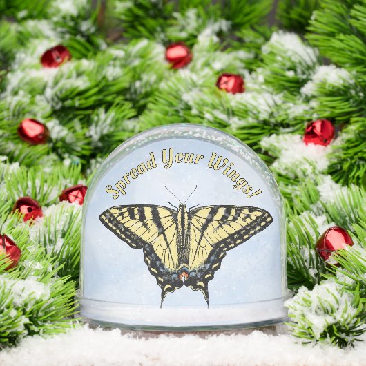 Gele Westerne Swallowtail Butterfly gepersonalisee Sneeuwbol (Kerstmis)