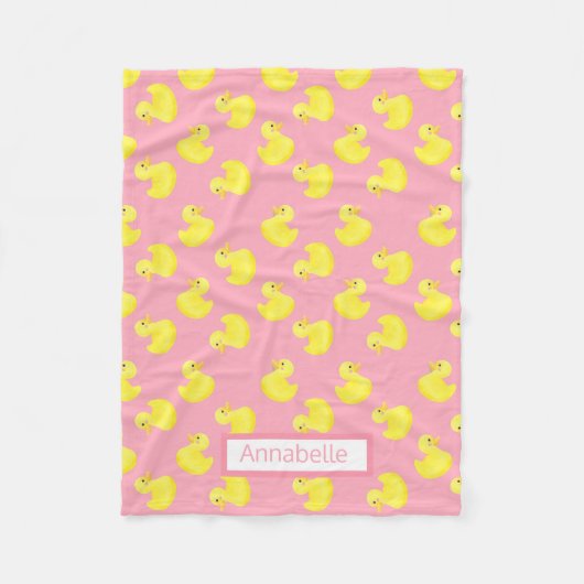 Gele whisky's op roze personaliseren fleece deken (Voorkant)