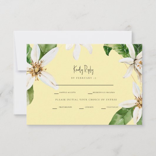 Gele White Floral Dinner Options RSVP (Voorkant)