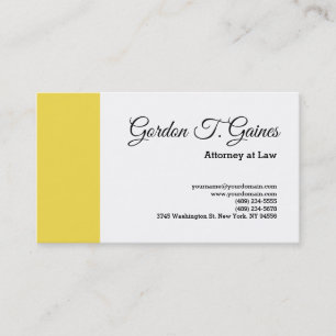 Gele White Plain Professional Attorney for Law Visitekaartje