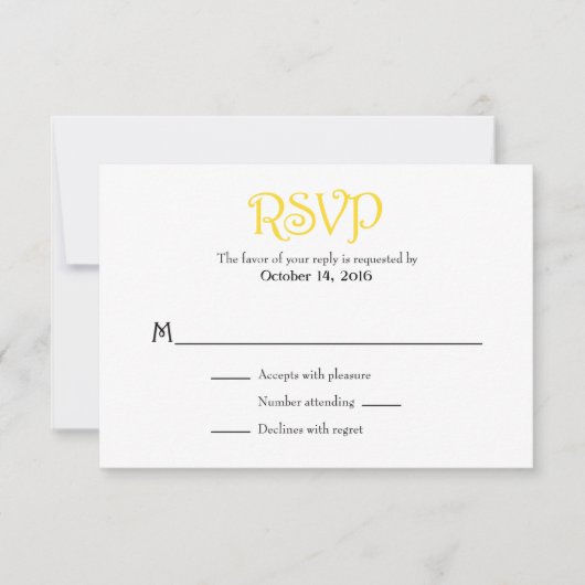 Gele White Plain Simple Wedding RSVP-kaarten RSVP Kaartje (Voorkant)
