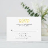 Gele White Plain Simple Wedding RSVP-kaarten RSVP Kaartje (Staand voorkant)