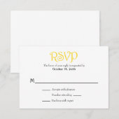 Gele White Plain Simple Wedding RSVP-kaarten RSVP Kaartje (Voorkant / Achterkant)