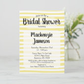 Gele White Stripes Bridal Shower Invitation Kaart (Staand voorkant)