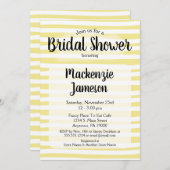Gele White Stripes Bridal Shower Invitation Kaart (Voorkant / Achterkant)