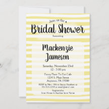 Gele White Stripes Bridal Shower Invitation
