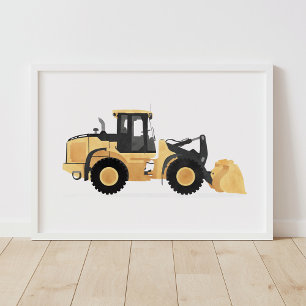 Gele wiel lader bouwvoertuig decor poster