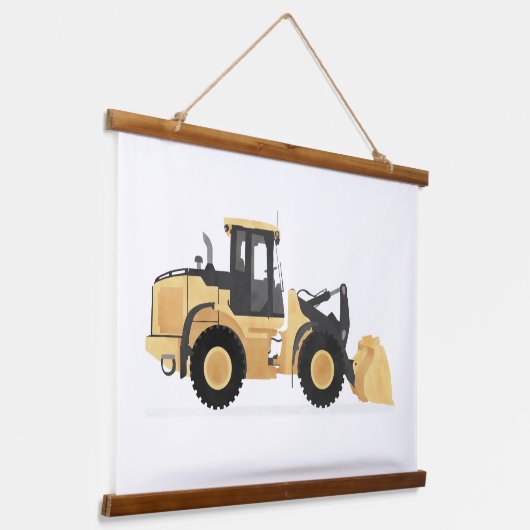 Gele wiellader constructie voertuigdecor hangend wandkleed (Gebogen)