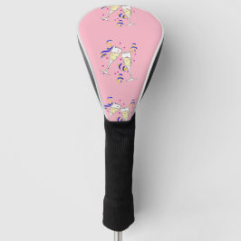 gele wijn op roze golfheadcover