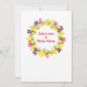 Gele Wijn Veren Druiven Bloemen Bladgroen Bruiloft Kaart (Achterkant)