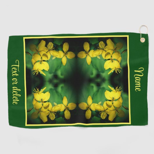  Gele Wildbloemen Abstract Gepersonaliseerd Golfhanddoek (Horizontaal)