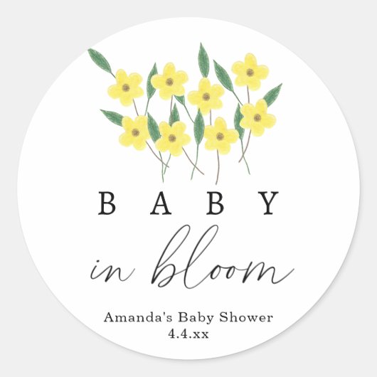 Gele Wildbloemen - Baby in bloei Ronde Sticker (Voorkant)