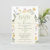 Gele Wildbloemen Baby in Bloom Baby shower Kaart (Staand voorkant)