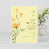 Gele Wildbloemen Baby Meisje Douche Uitnodiging (Staand voorkant)