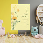 Gele Wildbloemen Baby Meisje Douche Uitnodiging