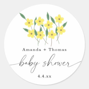 Gele Wildbloemen - Baby shower Ronde Sticker
